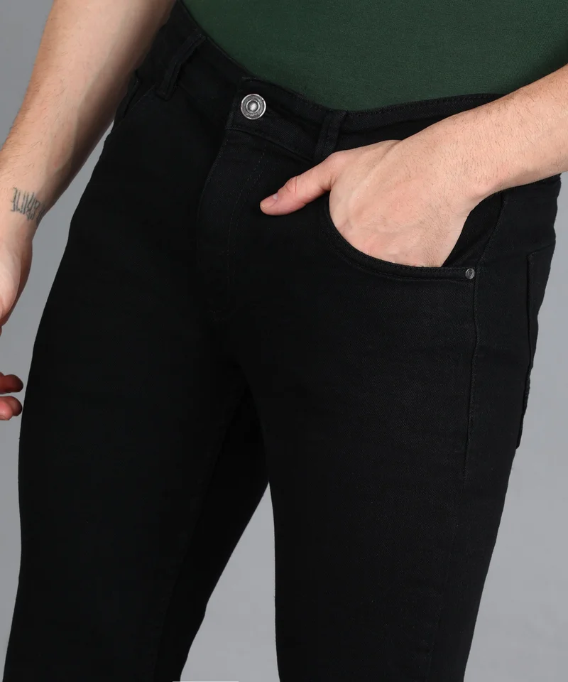 Urbano Fashion  Urbano Fashion Men's Black Slim Fit Washed Jeans Stretchable for Men | Best Price UAE